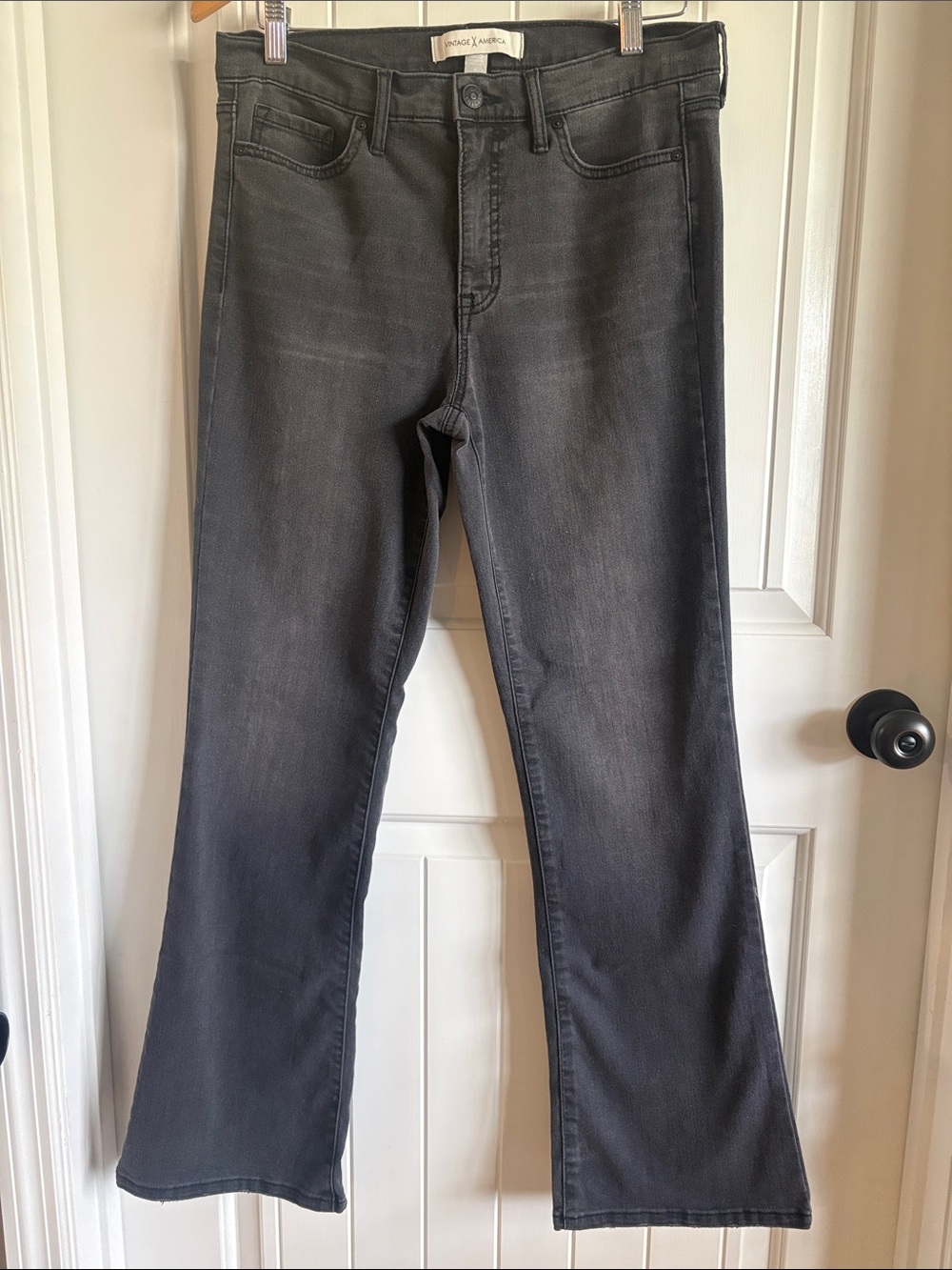 Vintage America Women's Faded Black Flare Jeans